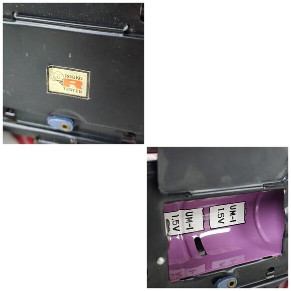 Vintage Tin Toy Car Litho Red Rosko Japan Grandpa Auto Working Lights Metal - Picture 10 of 11